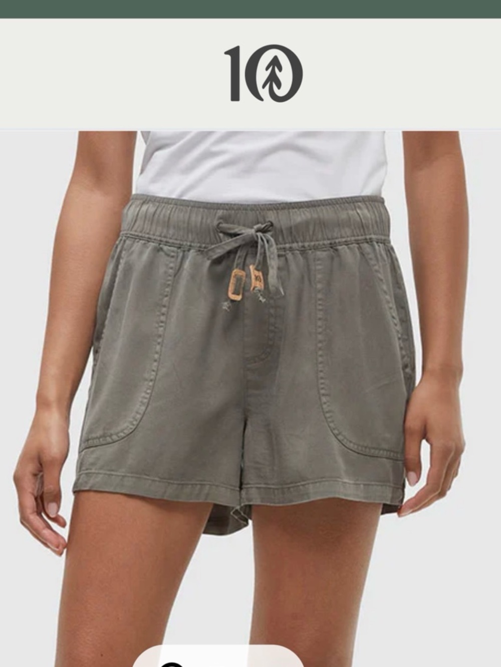 tentree Olive Green Drawstring Utility Shorts